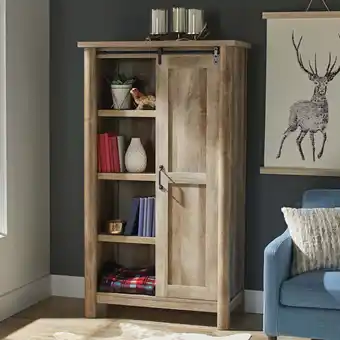 Walmart Better Homes & Gardens 66 Stockton Storage Bookcase Cabinet, Weathered Finish offer