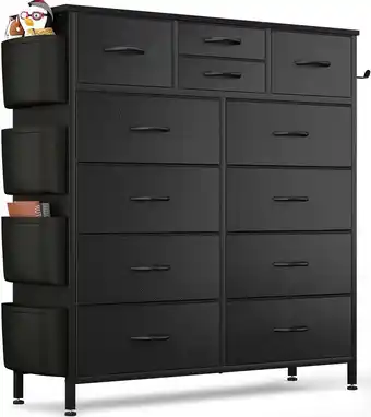 Walmart Aowos 12 Fabric Drawer Dresser for Bedroom Chest of Drawers with Wooden Top, Black offer
