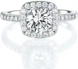 Walmart GEMSME 18K White Gold Plated Cubic Zirconia Promise Halo Engagement Promise Eternity Ring for Women offer