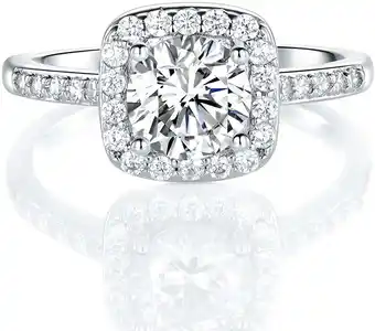 Walmart GEMSME 18K White Gold Plated Cubic Zirconia Promise Halo Engagement Promise Eternity Ring for Women offer
