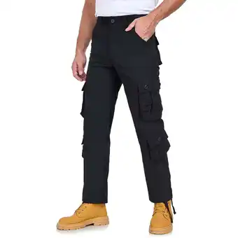 Walmart Mowujeit Mens Cargo Pants Casual Work Hiking Loose Wear-Resisting Pant for Men Black offer
