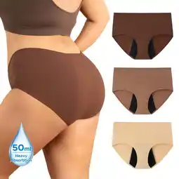 Walmart INNERSY Plus Size Period Underwear for Women Heavy Flow Cotton Menstrual Panties 3-Pack(3XL,Brown) offer