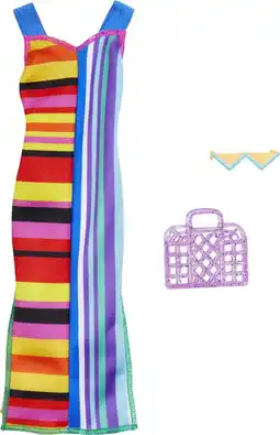 Walmart Barbie Fashion Pack of Doll Clothes, Complete Look Set with Striped Dress and Accessories offer