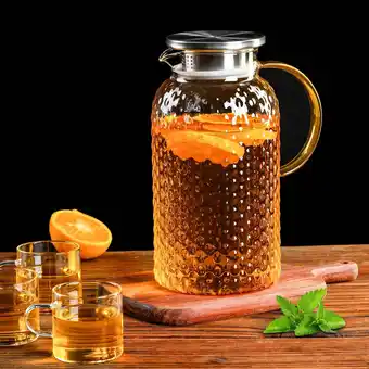 Walmart Baalaka Glass Pitcher, 64 oz, with Lid and Spout, Large Bore Design offer