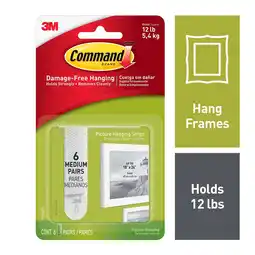 Walmart Command Medium Picture Hanging Strips, White, 6 Pairs Per Pack offer