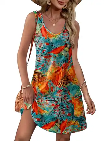 Walmart Qaspx Summer Dresses for Women Beach Sundresses Sleeveless Swimsuit Coverup Dress with Pockets offer