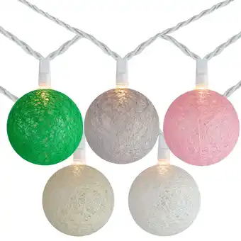 Walmart Brite Star 10 Multi-Color Yarn Ball Patio Globe Lights - 8.6 ft White Wire offer