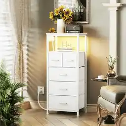 Walmart TYDIMOR Small Dresser for Bedroom, 5 Drawer with Charging Station, White, Ideal for Adults offer