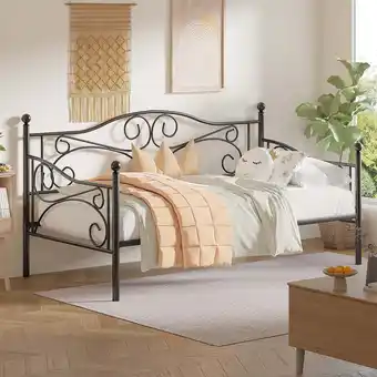 Walmart VECELO Twin Size Metal Daybed, Victorian Platform Sofa Bed Frame for Living Guest Room, Black offer