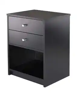 Walmart UBesGoo 2 Drawers Wooden Nightstand in Black Finish Bedside Table Bedroom offer