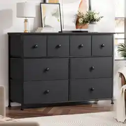 Walmart GUNAITO 8 Drawer Dresser for Bedroom Chest of Drawers Fabric Storage Bin Black Gray offer