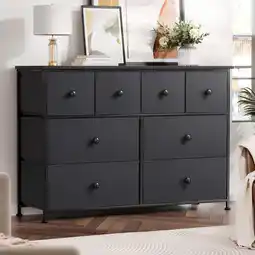 Walmart GUNAITO 8 Drawer Dresser for Bedroom Chest of Drawers Fabric Storage Bin Black Gray offer