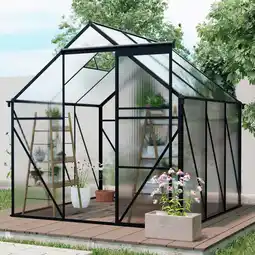 Walmart Aurlrtil 6'X6' Polycarbonate Greenhouse, Aluminum Heavy Duty Walk-in Greenhouses for Backyard, Black offer