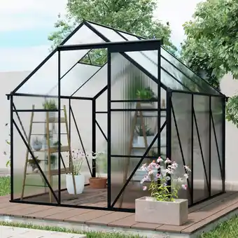 Walmart Aurlrtil 6'X6' Polycarbonate Greenhouse, Aluminum Heavy Duty Walk-in Greenhouses for Backyard, Black offer