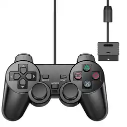 Walmart RetroFam Dualshock Wired PS2 Controller Compatible for PlayStation 2, Black offer