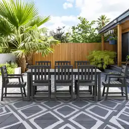 Walmart Greforg plastic wood Patio Outdoor Dining Set of 9,with a table and chairs,gray offer