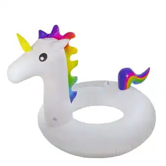 Walmart Pool Central 58 Giant Inflatable 1-Person Rainbow Unicorn Pool Ring Float - White/Blue offer