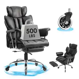 Walmart YEEZEE Heavy Duty Office Chair - Big & Tall, High Back, Wide Seat, Footrest, 500lbsBlack offer
