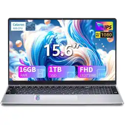 Walmart KUU N95 Laptop, 15.6 in FHD, Thin Ultrabooks, 16GB RAM, 1TB SSD, 1TB HD, Intel Processor N95, Silver offer