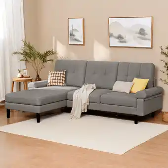 Walmart 82 Convertible Sofa Bed, Lofka L Shaped Sectional Sofa with Soft Velvet for Living Room，Dark Grey offer