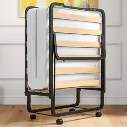 Walmart Gymax Portable Foldable Guest Bed w/ Solid Wood Slats & Metal Frame Rollaway Bed for Adults w/ Wheel offer