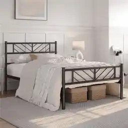 Walmart Topeakmart Twin Size Metal Platform Bed Frame with Headboard and Footboard, Black offer