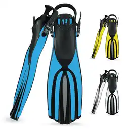 Walmart TUDIVING Snorkel Fins, Adjustable Power Open Heel Scuba Diving Fins for Adult Men Women, Blue L/XL offer