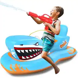 Walmart Pool Floats for Kids, Inflatables Shark Ride-on Water Toys with Watergun Swimming Game Boy Girl 3-12 offer