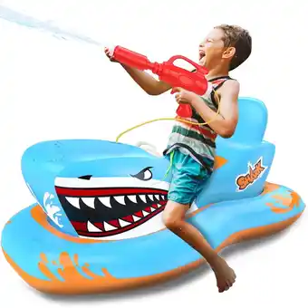 Walmart Pool Floats for Kids, Inflatables Shark Ride-on Water Toys with Watergun Swimming Game Boy Girl 3-12 offer