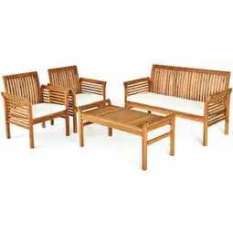 Walmart Topcobe 4 Pieces Outdoor Acacia Wood Sofa Furniture Set, Wooden Patio Furniture Set offer