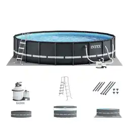 Walmart Intex Ultra Frame 26' x 52 Round Above Ground Outdoor Swimming Pool Set offer