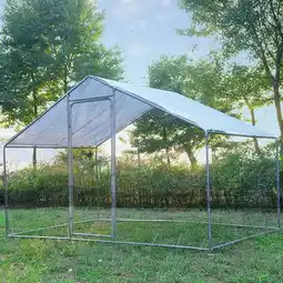Walmart GOJOOASIS Large Chicken Coop for 15 Chickens Run Walk-in Metal Poultry Cage For Outdoor Backyard offer