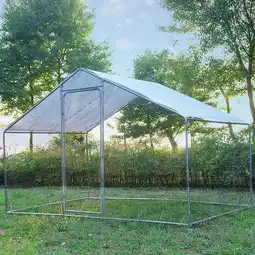 Walmart GOJOOASIS Large Chicken Coop for 15 Chickens Run Walk-in Metal Poultry Cage For Outdoor Backyard offer
