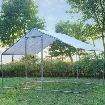 Walmart GOJOOASIS Large Chicken Coop for 15 Chickens Run Walk-in Metal Poultry Cage For Outdoor Backyard offer