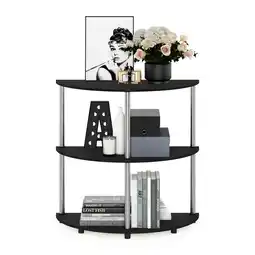 Walmart Furinno Frans Turn-N-Tube Contemporary Composite Wood Console Table with Shelves, Black Oak offer