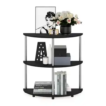 Walmart Furinno Frans Turn-N-Tube Contemporary Composite Wood Console Table with Shelves, Black Oak offer