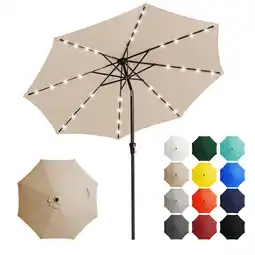 Walmart JUSTLET 9' Outdoor Patio Market Solar Umbrella w/ LED Lights, Beige offer