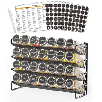 Walmart SpaceAid Spice Rack Organizer with 28 Jars, 4.33D x 13.33W x 10.5H, Black offer
