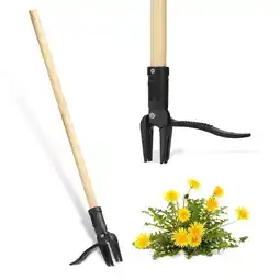 Walmart Stand Up Weed Puller Tool Heavy Duty Weeding Tool with Long Wooden Handle and 4-Claw Steel Head offer