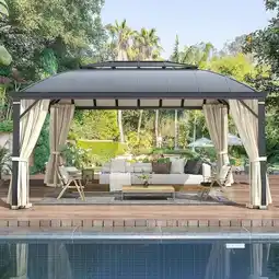 Walmart Hommow 12 ft x 16 ft Hardtop Gazebos, Aluminum Composite Panel Patio offer