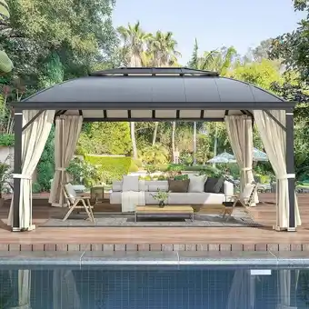 Walmart Hommow 12 ft x 16 ft Hardtop Gazebos, Aluminum Composite Panel Patio offer