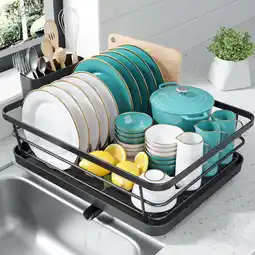 Walmart Sakugi Dish Drying Rack, Compact Dish Racks for Kitchen Counter, Black offer