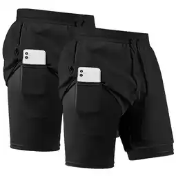 Walmart REDESS Men's Athletic Shorts with Liner Running Workout Basketball Shorts for Men,Black,2 Pcs offer