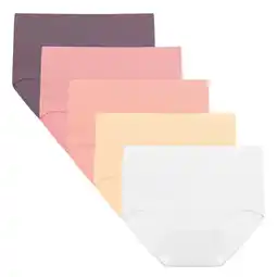 Walmart INNERSY Women's Cotton High Waisted Briefs 5-Pack Postpartum Full Coverage Underwear(L,Violet Blush) offer
