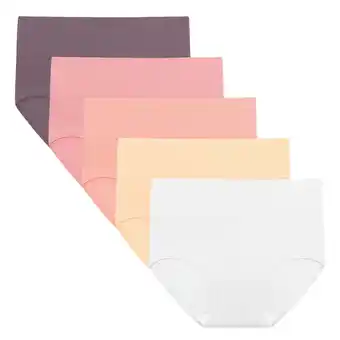 Walmart INNERSY Women's Cotton High Waisted Briefs 5-Pack Postpartum Full Coverage Underwear(L,Violet Blush) offer