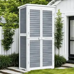 Walmart Aiho Outdoor Storage Shed, Wooden Tool Shed, Deck Cabinet for Patio, Garden, Backyard, Lawn,Gray offer