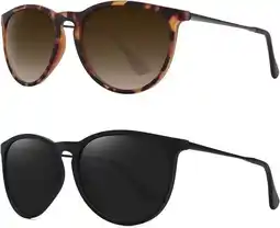 Walmart LOOIKOOS Retro Sunglasses for Women,2 Pack Womens Sun Glasses Polarized Trendy Sunglasses Classic offer