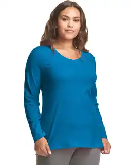 Walmart Hanes Women's Long Sleeve V-Neck Cotton T-Shirt (Plus Size) Deep Dive 1X offer