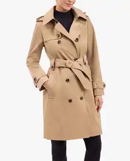Walmart London Fog Women's British Khaki Belted Hooded Trench Coat Jacket offer