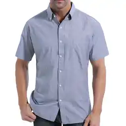 Walmart Coevals Club Men Short Sleeve Button Down Up Cotton Casual Soft Solid Top Shirt (Gray 2# L) offer